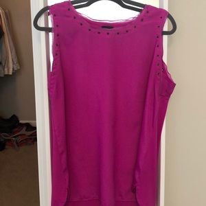 Grommet Trim Sleeveless Blouse Stretchy Back